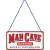Placă Decor Metalică cu Șnur "Man Cave Warning" 10x20 cm