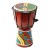 Toba Bali, din Lemn, Maro Inchis, 25 cm, Pictata Manual, Djembe