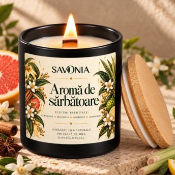 Lumanare 100% Naturala Savonia din Ceara de Soia – Aroma de Sarbatoare, 200 ml