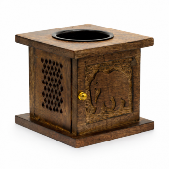 Arzator de Ulei din Lemn de Mango – Elefant Sculptat Manual