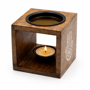 Arzator Patrat pentru Uleiuri din Lemn de Mango – Hamsa