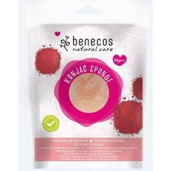Burete Konjac cu argila rosie pentru ten sensibil - Benecos