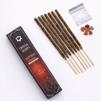 Betisoare Parfumate cu Cristal de Agat Rosu si Sofran | Ritual de Stabilitate si Forta Interioara