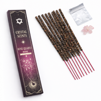 Betisoare Parfumate cu Cristal de Cuart Roz si Trandafir | Ritual pentru Iubire si Echilibru Emotional