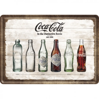 Carte poștală metalică Coca-Cola Bottle Timeline, 10 x 14 cm