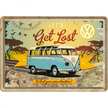 Carte poștală metalică Volkswagen - Get Lost! 10 x 14 cm