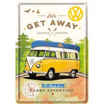 Carte poștală metalică Volkswagen - Let's Get Away, 10x 14 cm