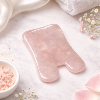 Gua Sha Cuart Roz – Forma Contur, 7.5 x 5 cm