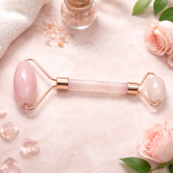 Rola Faciala din Cuart Roz – Dubla, Fata si Ochi, 14.5 x 6 cm