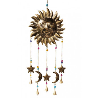 Clopotei de Vant Balinez, Soarele si Luna, Metalic, 73 cm