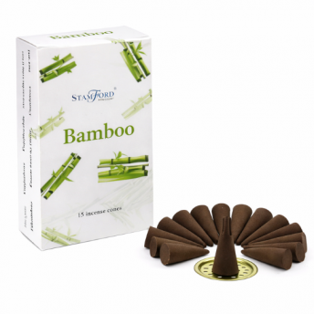 Conuri Parfumate Bambus – Set 15 Conuri cu Suport