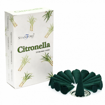 Conuri Parfumate Citronella – Set 15 Conuri cu Suport