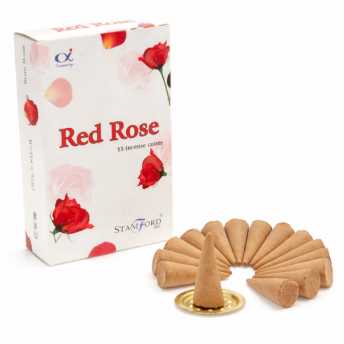 Conuri Parfumate Trandafir Rosu – Set 15 Conuri cu Suport