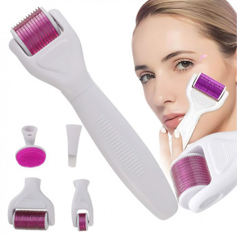 Derma Roller pentru mezoterapie cu microneedle – Față, Gât, Corp – Kit 6-în-1