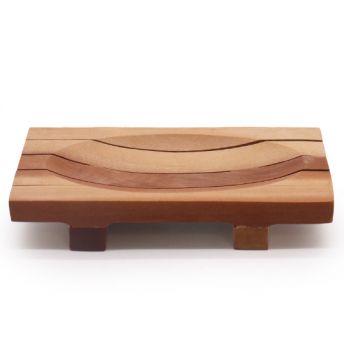 Sapuniera dreptunghiulara cu picioruse, lemn de Mahon, 16 x 6.8 cm