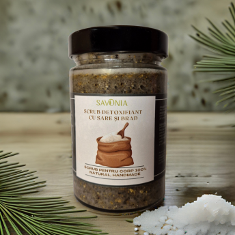 Scrub 100% Natural Detoxifiant cu Sare si Brad, Savonia, 430 gr