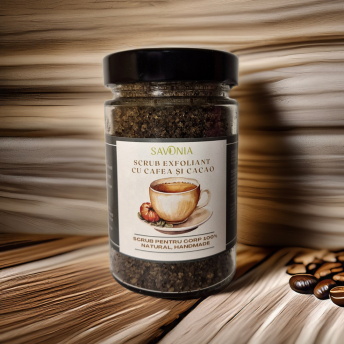 Scrub 100% Natural Exfoliant cu Cafea si Cacao, Savonia, 260 gr