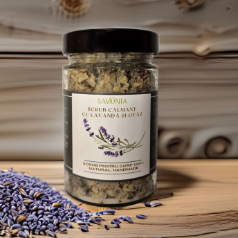 Scrub 100% Natural Calmant cu Lavanda si Ovaz, Savonia, 250 gr