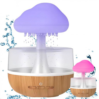 Difuzor Aromaterapie și Umidificator cu Efect de Ploaie și Lumină RGB