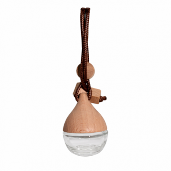 Difuzor Auto Transparent Conic cu Capac din Lemn si Agatatoare pentru Ulei Esential