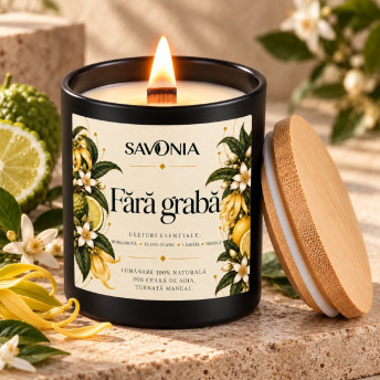 Lumanare 100% Naturala Savonia din Ceara de Soia – Fara Graba, 200 ml