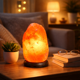 Lampa de Sare Himalaya 2,5 kg cu Suport de Lemn