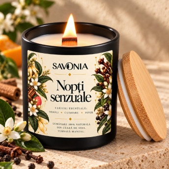 Lumanare 100% Naturala Savonia din Ceara de Soia – Nopti Senzuale, 200 ml