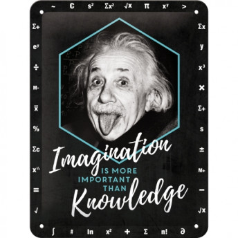 Placă Metalică Decorativă, "Einstein - Imagination & Knowledge", 15 x 20 cm