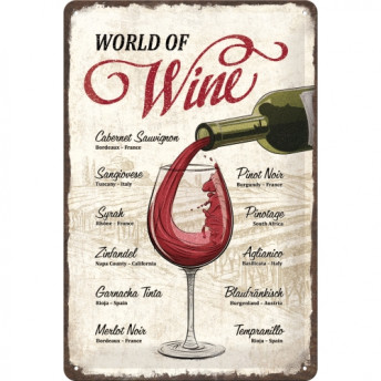 Placă Metalică Decorativă, "World of Wine", 20 x 30 cm