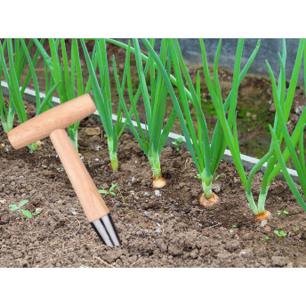 Plantator manual pentru bulbi și răsaduri – 28 cm, lemn + metal