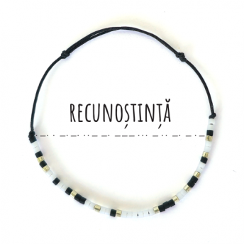 Bratara,cod Morse, cu mesajul Recunostinta, Handmade