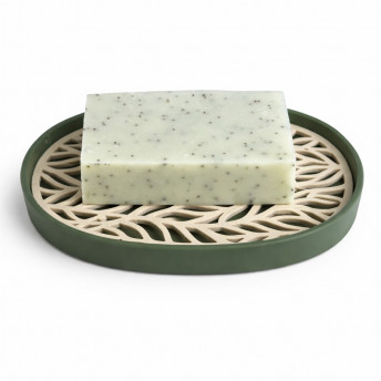 Sapuniera Savonia Botanic Realizata la Imprimanta 3D – Verde Mat, 12.5 × 8.5 × 2 cm