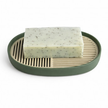 Sapuniera Savonia Linii Realizata la Imprimanta 3D – Verde Mat, 12.5 × 8.5 × 2 cm