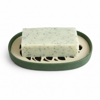Sapuniera Savonia Valuri Realizata la Imprimanta 3D – Verde Mat, 12.5 × 8.5 × 2 cm