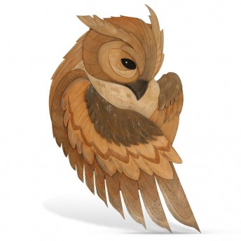 Bufnita - Decoratiune Perete din Lemn - Red Owl Craft, 26 x 47 cm