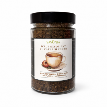 Scrub 100% Natural Exfoliant cu Cafea si Cacao, Savonia, 260 gr