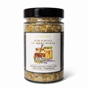 Scrub 100% Natural Dulce cu Miere si Ovaz, Savonia, 300 gr