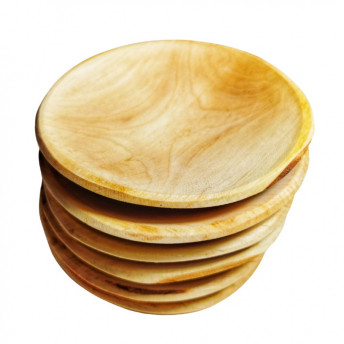 Set 6 platouri rotunde din lemn de arin, 15 cm