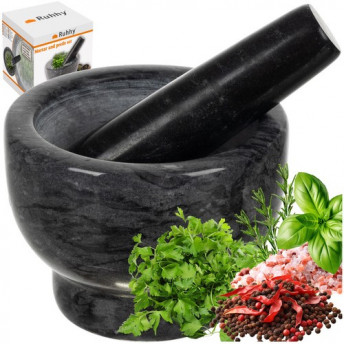 Set Mojar și Pistil din Marmură Naturală – Gri, 12,5 cm