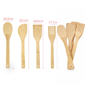 Set spatule din bambus natural, 4 piese, pentru gatit