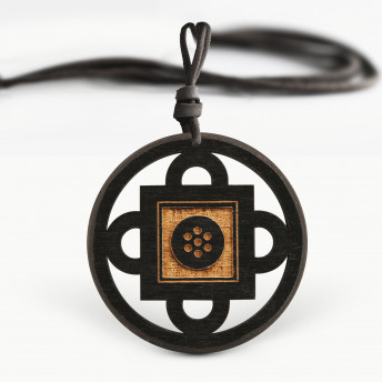 Amuleta din Lemn – Shambala, Negru, Red Owl