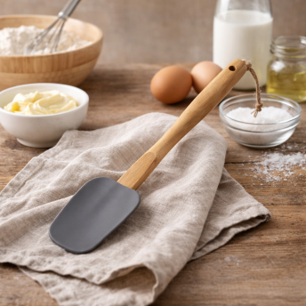 Spatula din silicon cu maner din bambus, 29.5 cm