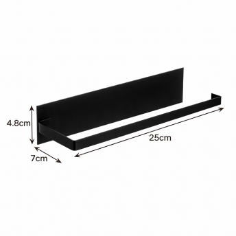 Suport pentru Prosoape de Hartie 25 cm din Metal Negru, Montaj Fara Gaurire