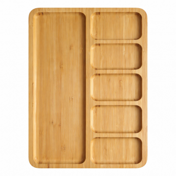 Tava din bambus dreptunghiulara, compartimente, 32 x 23 cm