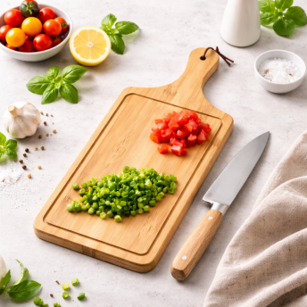 Tocator din bambus cu maner, 40 x 16 cm