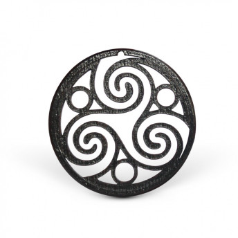 Amuleta din Lemn - The Trinity Spiral of Life, Negru, Red Owl