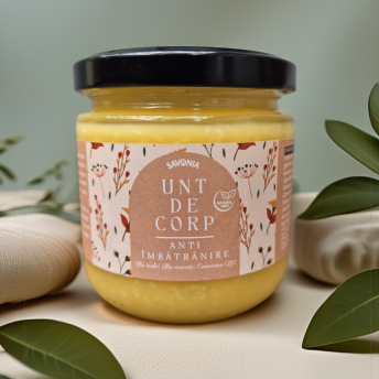 Unt de corp anti-îmbătrânire 100% Natural cu rodie, măceșe și coenzima Q10 – Savonia, 160 g