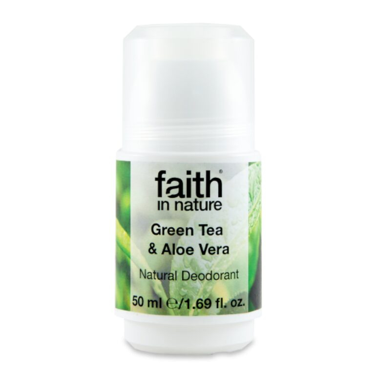 Deodorant roll on natural, cu ceai verde si Aloe Vera, Faith in Nature, 50 ml