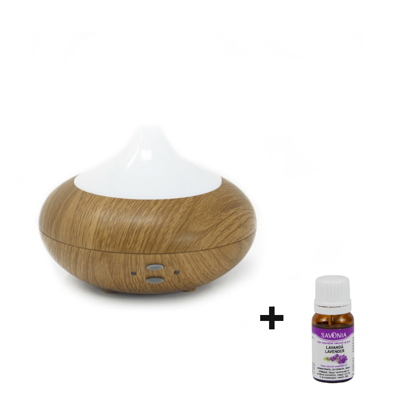 Difuzor Aromaterapie Lampa din Lemn, 210 ml - cu USB + Ulei Lavanda