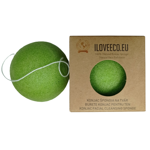 Burete natural de konjac, culoare de Menta, 7.5 cm, Rotund